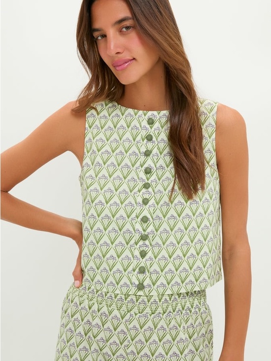 Hyacinth House Tops - Hyacinth House Sleeveless Green Printed Button-Front Top